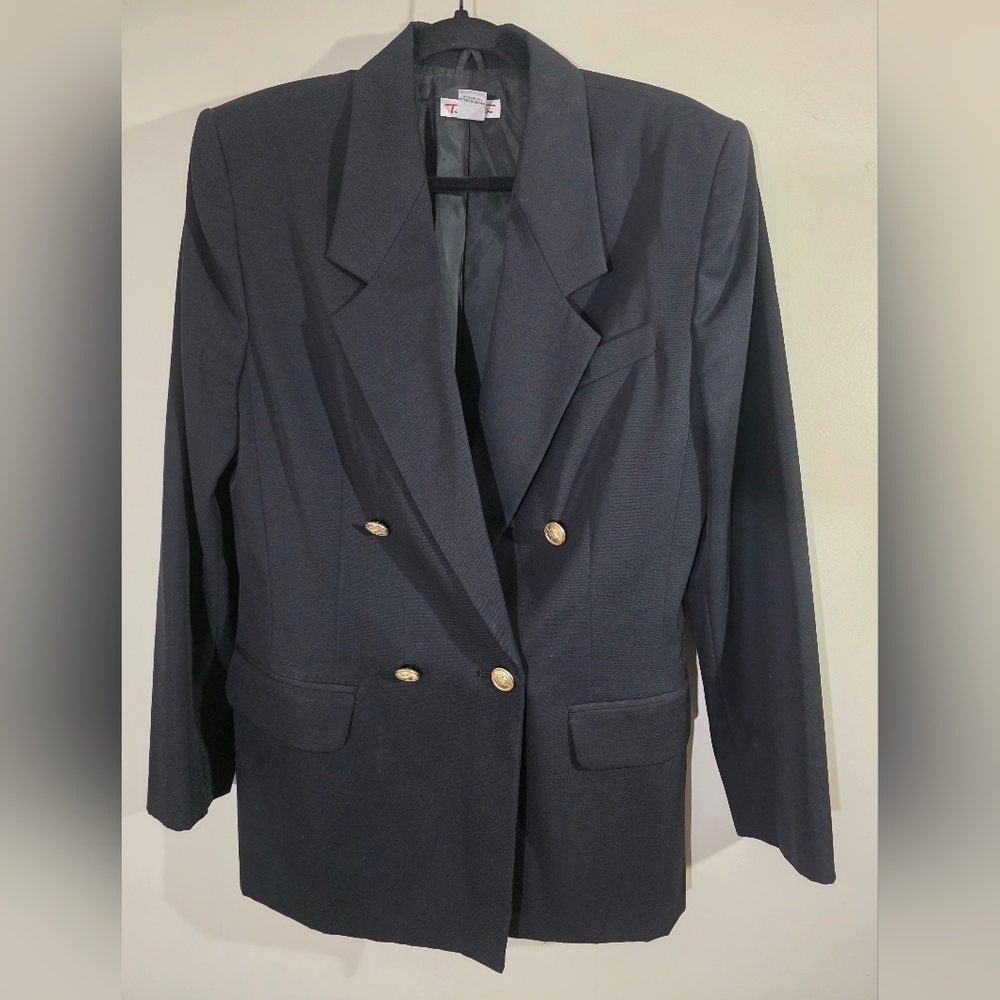Vintage Talbots Black Blazer with Gold Buttons